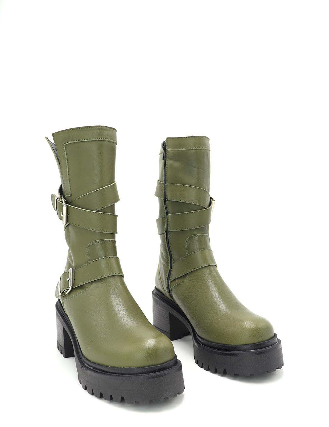 Bota Motorista MERISSELL Mujer Verde Militar