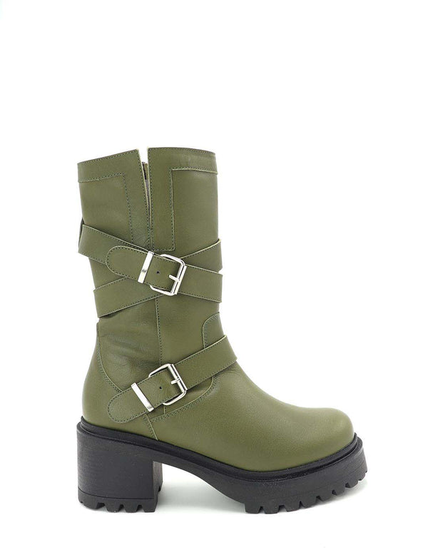 Bota Motorista MERISSELL Mujer Verde Militar