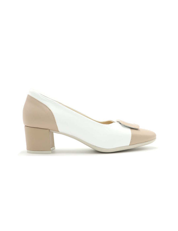 Zapato Salón DESCANFLEX Mujer Beig / Blanco