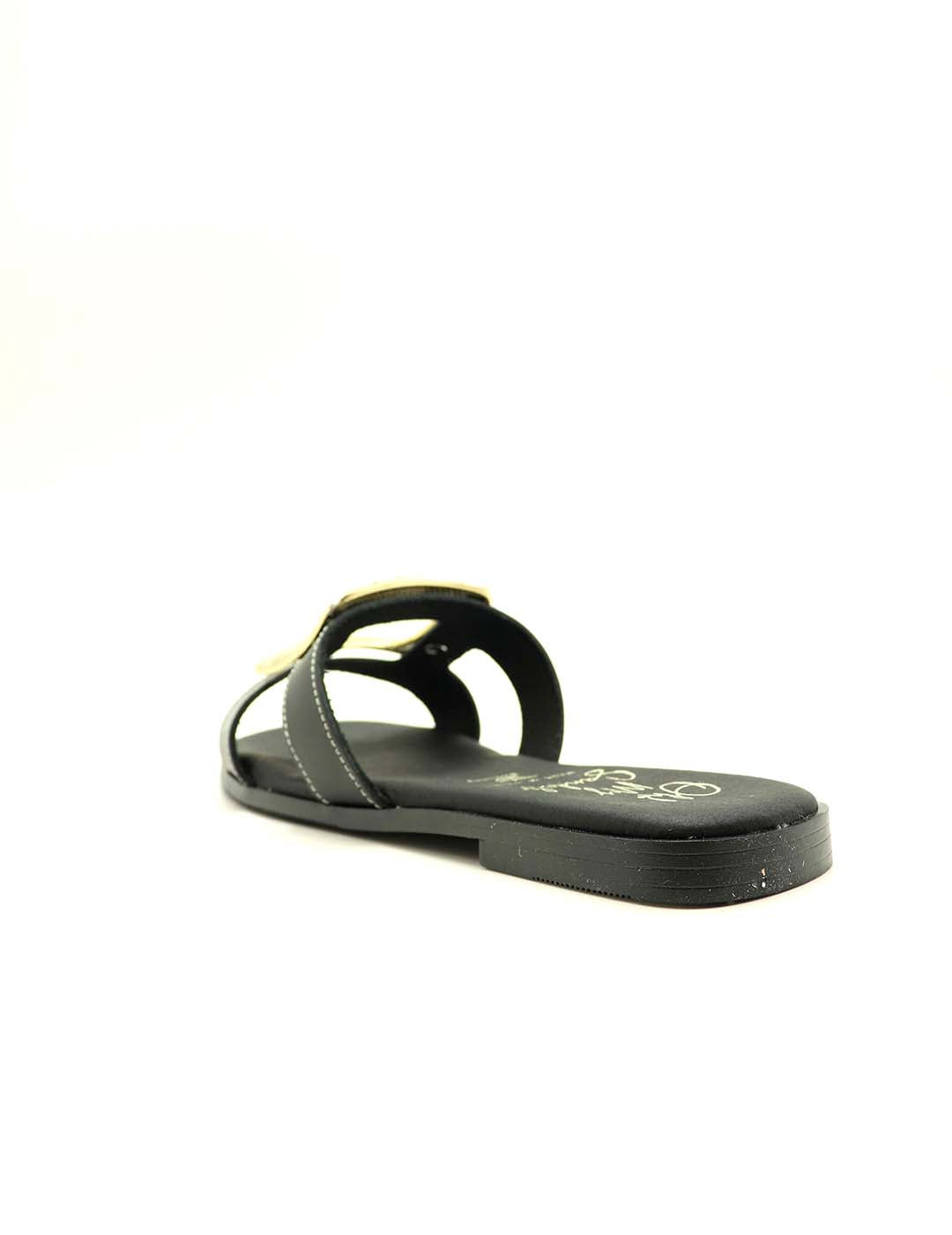 Zueco Pala Aplique Dorado OH! MY SANDALS Mujer Negro