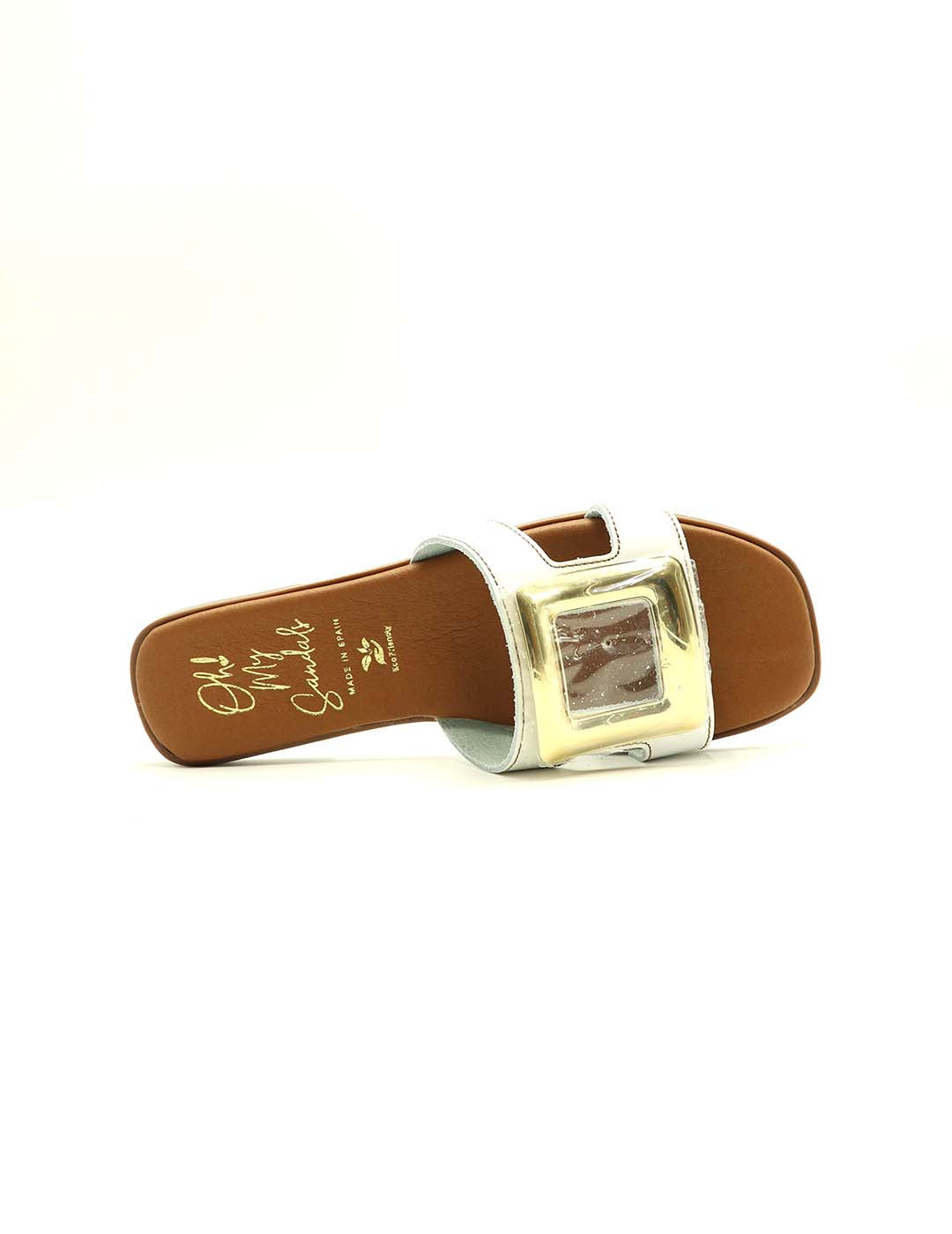 Zueco Pala Aplique Dorado OH! MY SANDALS Mujer Blanco