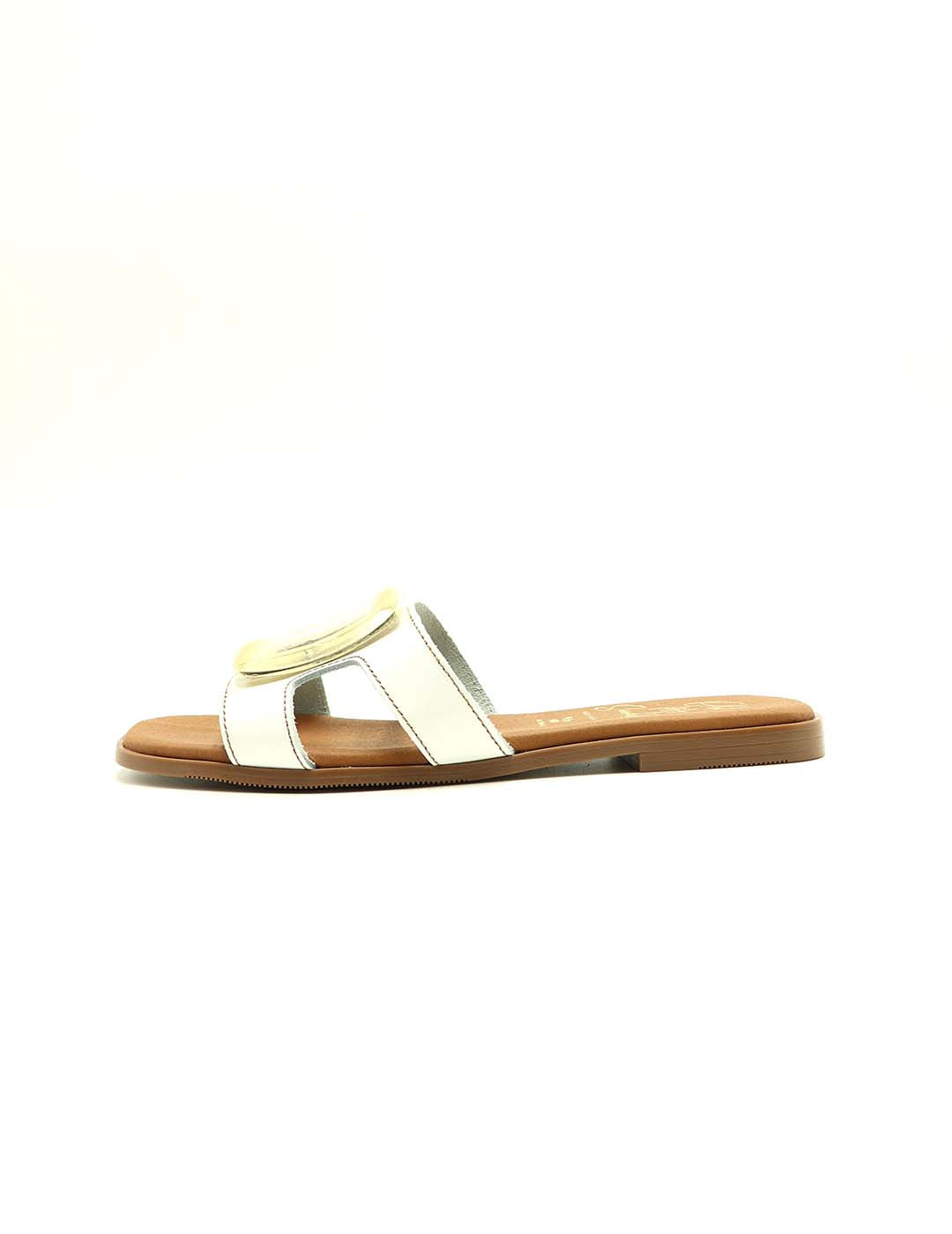 Zueco Pala Aplique Dorado OH! MY SANDALS Mujer Blanco