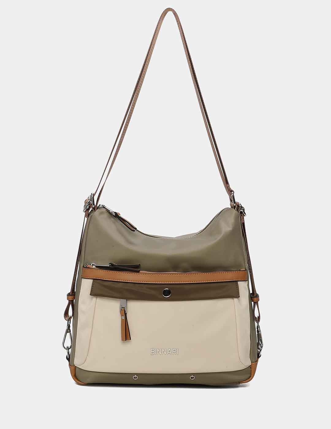 Bolso Bandolera / Mochila BINNARI Mujer Multi Kaky