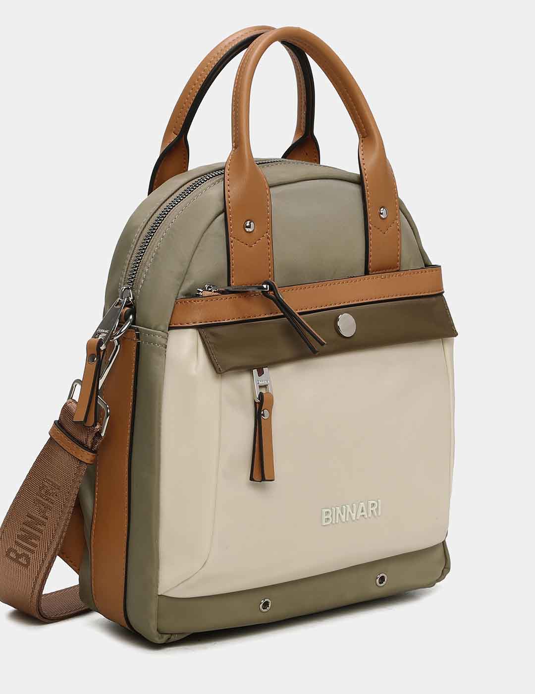 Bolso Bandolera / Mochila BINNARI Mujer Multi Kaky