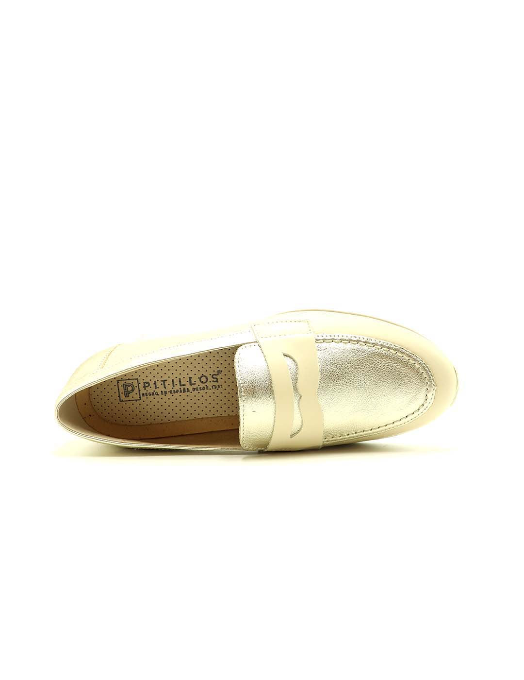 Mocasín PITILLOS Mujer Crema / Oro