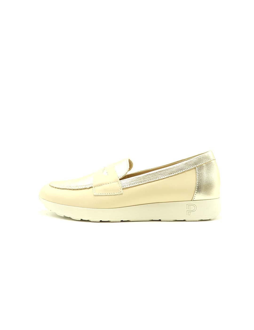 Mocasín PITILLOS Mujer Crema / Oro