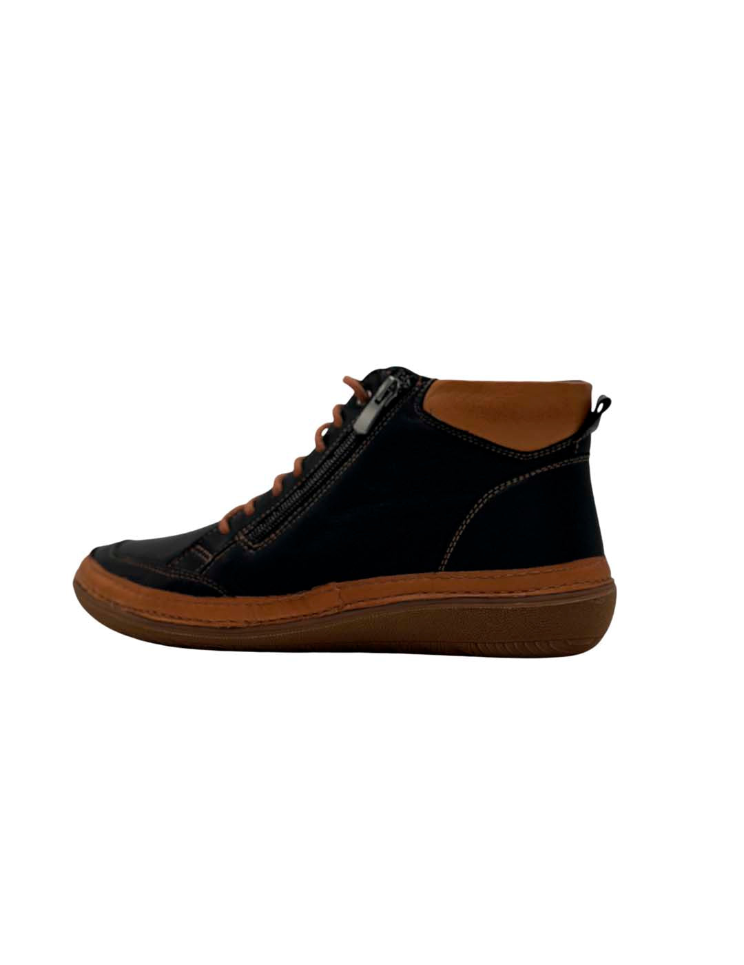 Botín Cordones / Cremallera ERASE Mujer Negro