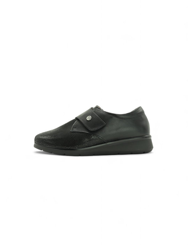 Mocasín Velcro Ancho Especial PITILLOS Mujer Negro