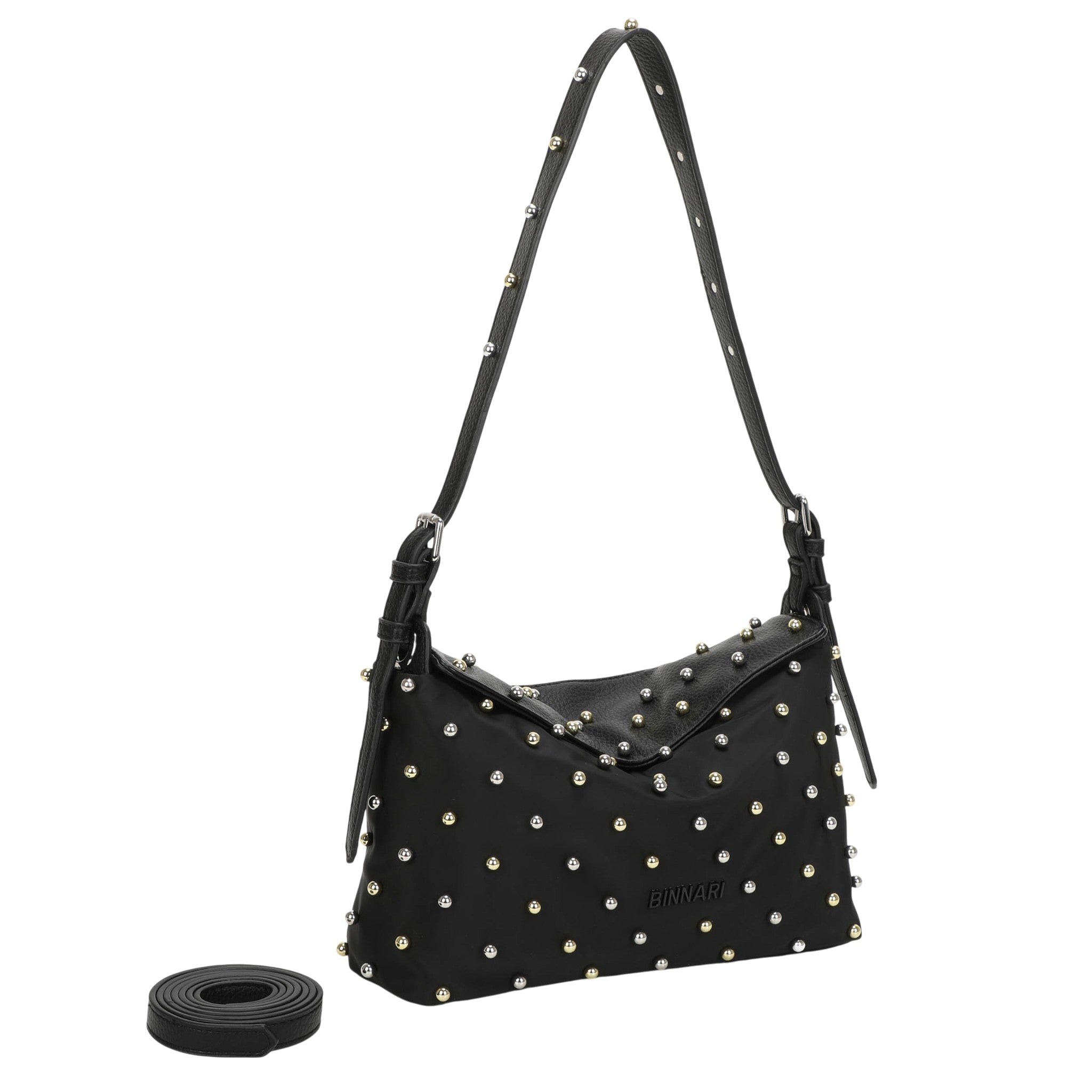 Bolso Bandolera Tachas BINNARI Mujer Negro