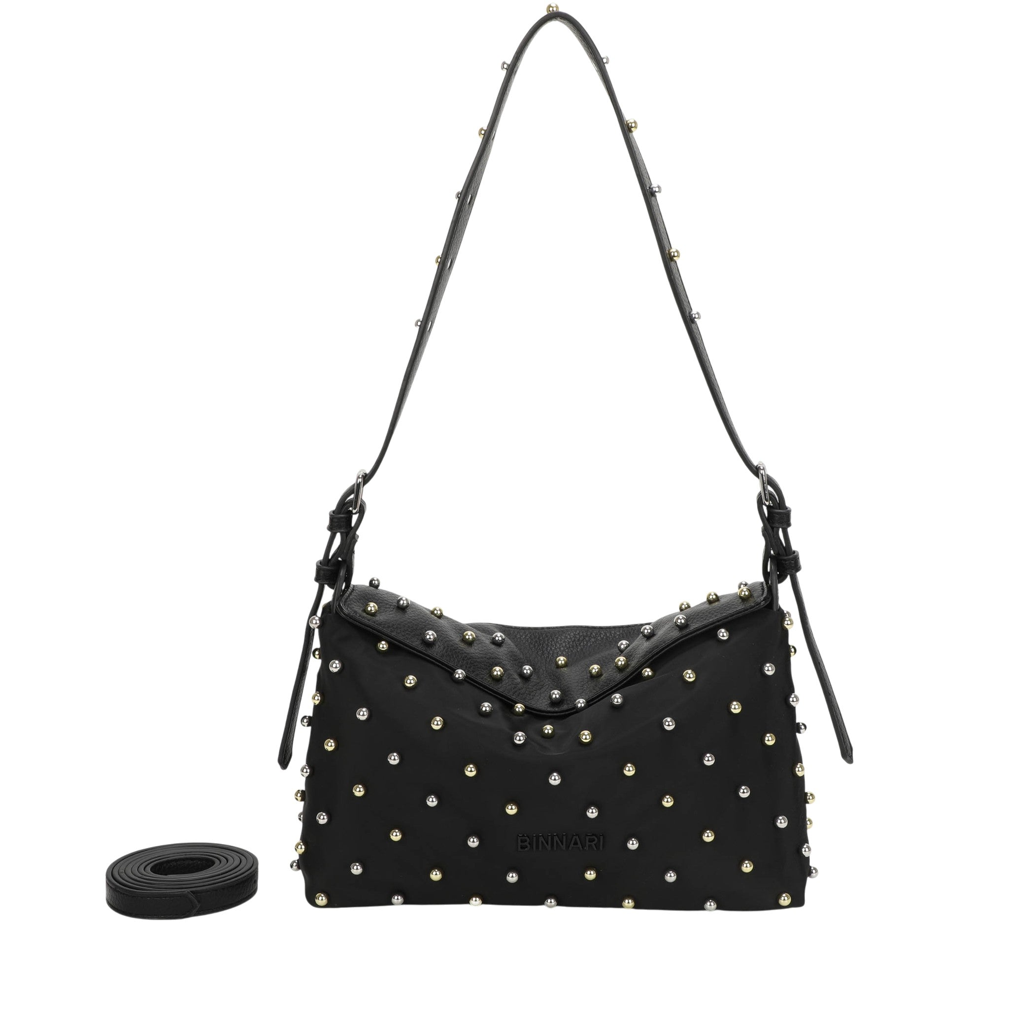 Bolso Bandolera Tachas BINNARI Mujer Negro