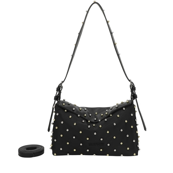 Bolso Bandolera Tachas BINNARI Mujer Negro